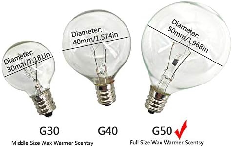 Lâmpadas quentes de cera, lâmpadas de 25 watts G50 para aquecedores de areia de tamanho completo, G16.5 Globo E12 Incandescent