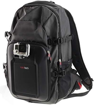 Backpack da câmera de ação da Navitech e estojo de armazenamento vermelho com pulseira de tórax integrada compatível