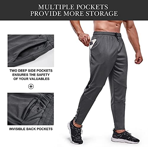 Calças de moletom de Haenpisy Mens com bolsos, elástica cintura cônica Treino de ginástica Joggers de calças atléticas