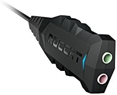 Roccat Juke - Virtual 7.1 mais placa de som estéreo USB e adaptador de fone de ouvido para fones de ouvido para jogos de computador, som surround, compatível com cartão de som USB com fones de ouvido estéreo