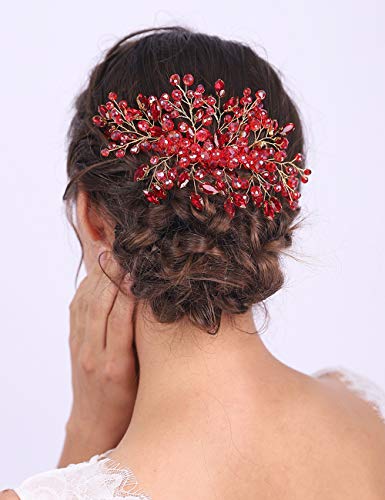 Pente de cabelo de cristal roxo de noiva Aimimier Acessórios de cabelo de casamento para mulheres e meninas