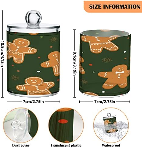 Alaza 4 Pack QTIP Dispensador Gingerbread Man em reciações de organizações de banheiro verde para bolas de algodão/swabs/almofadas/fio