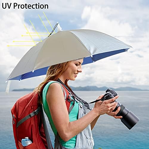 Chapéu de guarda -chuva de bocampty, chapéu de guarda -chuva de pesca de 25 polegadas Mãos de proteção UV de proteção UV Capinho de cabeça ajustável para pescar Golfe Camping Beach Gardening Sunshade Outdoor