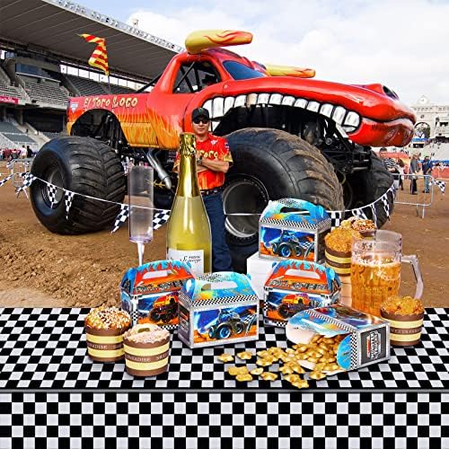 Zonon 24 peças Truck Party Favor Bags Racing Car Party Treat Boxes Treat Supplies Favory Favory Box para festas temáticas