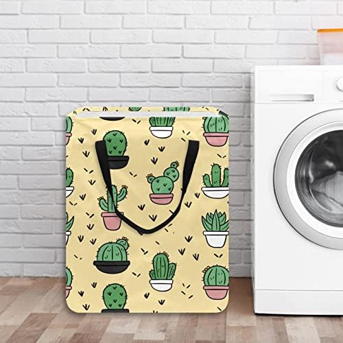 Cartoon Cactus maconha estampa de lavanderia dobrável, cestas de lavanderia à prova d'água 60l de lavagem de roupas de roupas de roupas para dormir quarto de banheiro de dormitório
