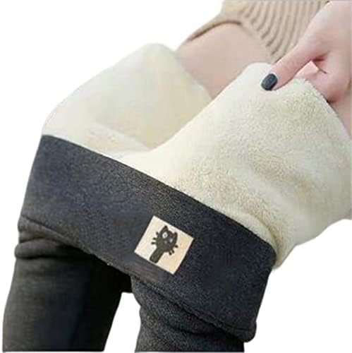 Winter Sherpa Fleece forrado perneiras para mulheres, cintura alta perneiras espessas de cashmere macias com calças térmicas
