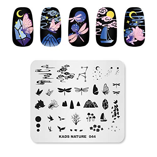 Kads Uil Art Stamp Plate Nature Series, modelo de estampagem da unha Modelo de imagem Placa da imagem da unha Art Diy Decoration Tool
