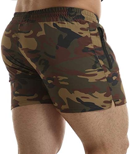 Everworth Men's Running Gym shorts Lucros de treino curto de calça de natação seca rápida com bolsos com zíper