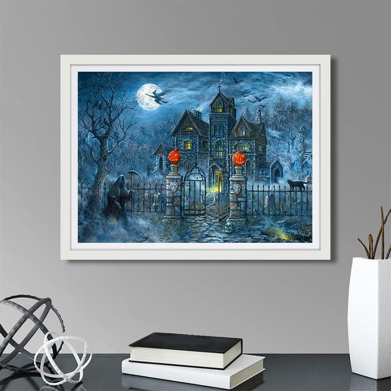 5D DIAMENTO DIY PINTURA POR KITS Número Halloween Castle Dark, tinta com diamantes artes Full Full for Living Room Decor Pinturas