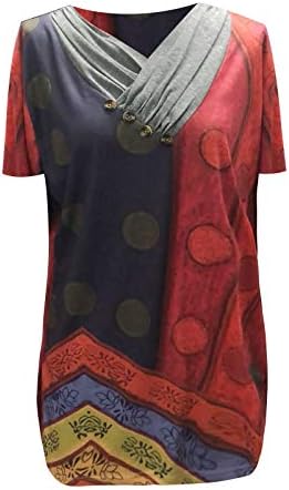Miashui algodão de manga longa camisa de treino feminina Blusa tie-tye Botões de bordado impresso colarinho de camisa e camisa