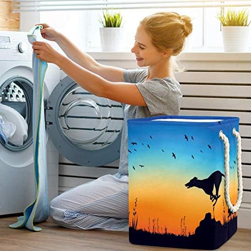 Unicey Whippet Rabbit silhueta de tamanho grande cesto de lavanderia cesto de armazenamento dobrável para quarto berçário