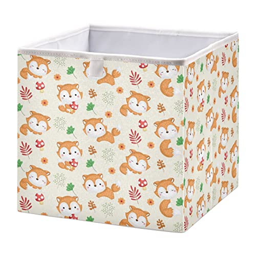 Lixeiras de armazenamento de armazenamento de cubos de raposa da floresta caixas de armazenamento dobráveis ​​cestas de brinquedos à prova d'água para caixas de organizador de cubos para crianças armário armário de banheiro meninas meninos - 15.75x10.63x6.96 em
