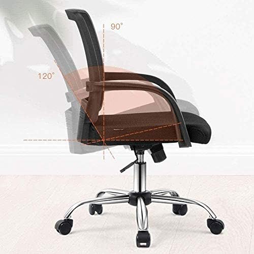 Cadeira de escritório de malha de scdbgy ygqbgy, apoios de braços fixos, altura ajustável, cadeira ergonômica almofadada de computador rotativa