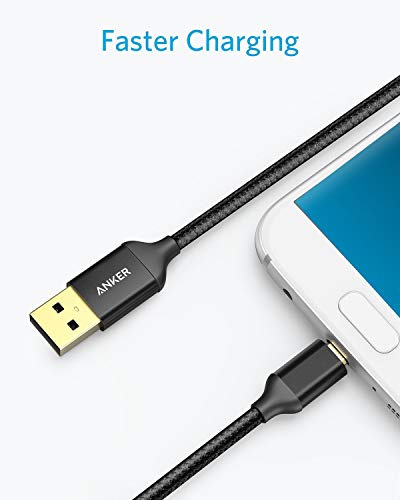 Anker [2 pés de 2 pés de nylon com um cabo micro USB sem banhado de ouro para Android, Samsung, HTC, Nokia, Sony e muito mais