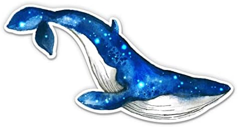 Adesivos celestiais de baleia bonita - 2 pacote de adesivos de 3 - vinil impermeável para carro, telefone, garrafa de água, laptop - decalques de baleia