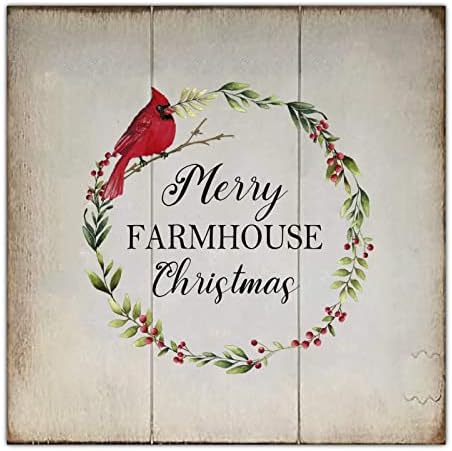 Estilo chique de madeira de natal sinal de alegria fazenda farmhouse christmas wreatch cardeal de madeira placa de parede para varanda