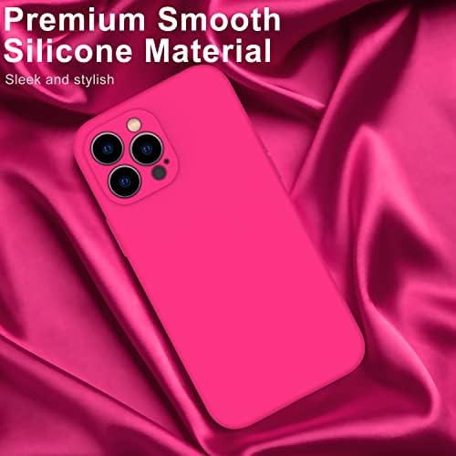 Deenakin iPhone 14 Pro Max Max Case com protetor de tela, tampa aprimorada da câmera, borracha de gel de silicone macio testada de 16 pés, capa de telefone protetor para iPhone 14 pro máximo max 6,7 rosa quente rosa quente