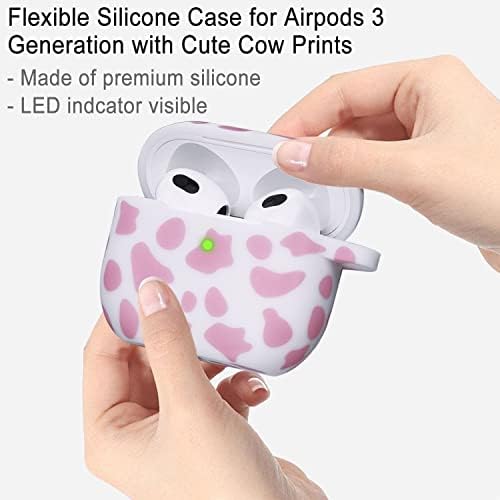 Airpods de vaca de silicone 3 Caso 2021, capa de estojo YompLow para Apple AirPods de 3ª geração de impressão floral