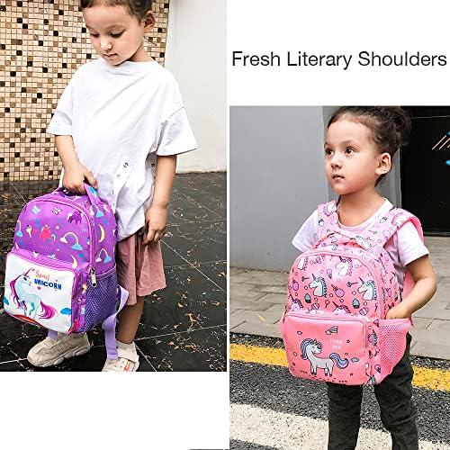 Mochila de unicórnio de criança lésnica, mochila de 11 polegadas de 11 polegada de linda e fofa para meninos e meninas de 1 a 4