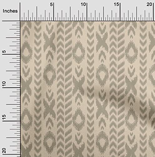 Tecido de Rayon Beige de Oneoone Ikat Sewing Taber by the Yard Impresso DIY Clothing Supplies de costura de 56 polegadas de largura