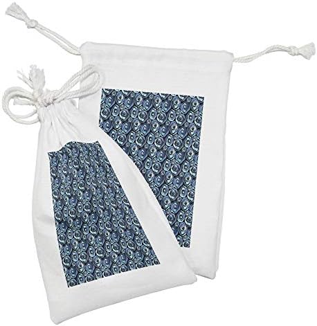 Conjunto de bolsas de tecido de flor de Ambesonne de 2, padrão floral abstrato modernista com paleta de cores aqua
