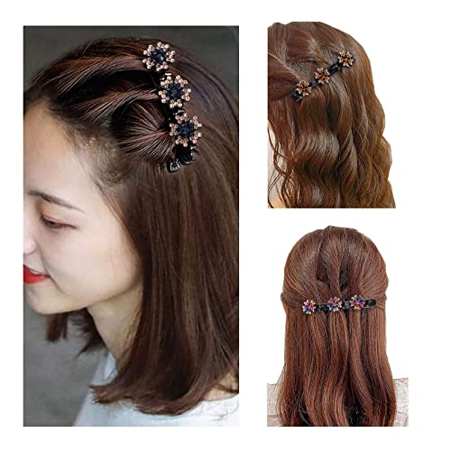 Baihu 4pcs Cristão de cristal brilhante clipes de cabelo trançado para meninas clipe de cabelo com 3 pequenos para