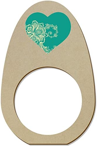 Azeeda 5 x 'coração floral' anéis/suportes de guardanapo de madeira