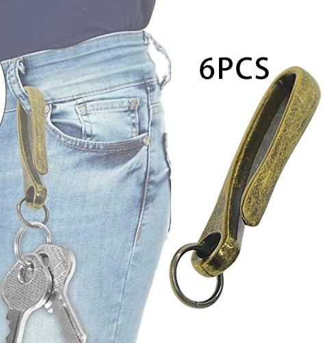 6pcs Retro Style Fishing Hook Keychain Diy Crafting carteira Celrão de correia de bolsa para a chave, bronze escuro