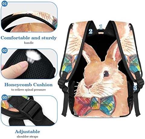 Tbouobt Travel Mackpack Conjunto de laptop leve mochila casual para mulheres homens, aquarela Brown Bunny Páscoa