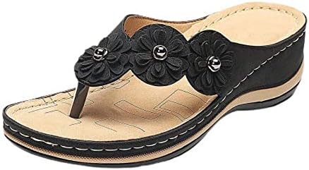 Sandálias para mulheres moda moda vintage plataforma de flores sandálias de verão suporta suporte ortopédico chinelos de sandálias sapatos