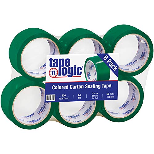 Tape Logic® Carton Sealing Fita, 2,2 mil, 2 x 55 jardas, verde, 6/estojo