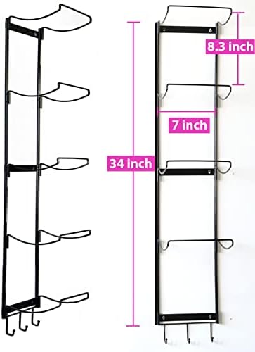 Montagem de parede do suporte de ioga de 5 camadas, rack de armazenamento de metal para tapete/rodas de ioga, rolo de espuma e etc.