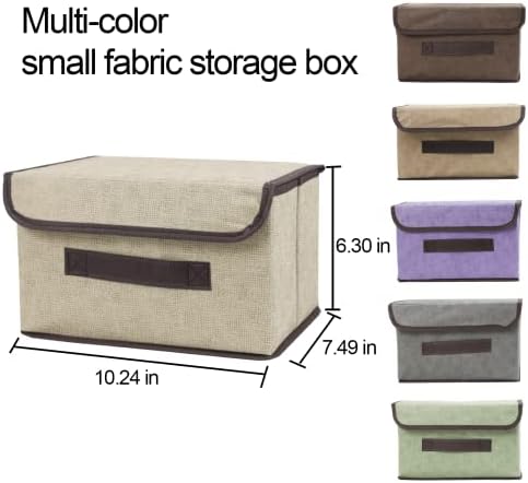 Caixa de armazenamento de tecido pequeno com tampas, caixas de armazenamento decorativas, recipientes coloridos de armazenamento