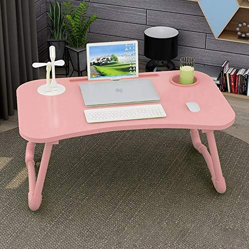 Mesa de laptop em pé, mesa de colo portátil dobrável com copo, notebook Stand café