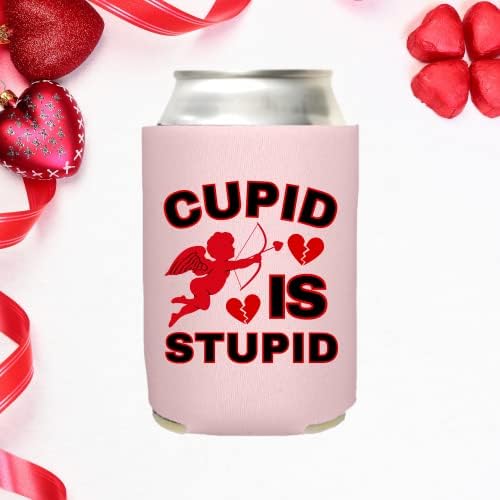Cupido é estúpido Funny Funentine's Day Lan Coolers - Coolies do Dia dos Namorados - Titular de cerveja de festa dos namorados - Coolers de latas