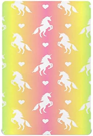 Alaza Unicorn Rainbow Gradiente Folhas de berço de berço de berço para meninos bebês crianças pequenas, tamanho padrão 52 x 28 polegadas