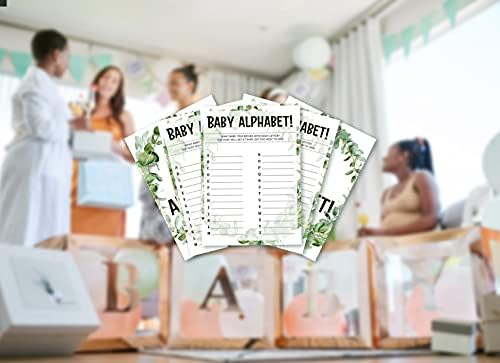 Cartões de jogo para chá de bebê, jogo de alfabeto para bebês, cartões de festa temáticos da selva tropical para meninos