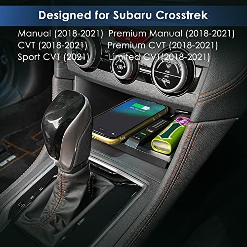 Carregador sem fio Carqiwireless para acessórios Subaru Crosstrek 2018-2023, para acessórios Impreza 2018-2021, Organizador do Console do Centro de Padrões de Carregamento sem fio para Crosntrek 2023 2022 2021 2020 2019