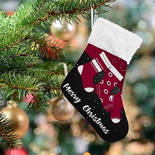 Meias de Natal de Alaza Red Christmas Stocking Classic Classic personalizada Decorações de meia para férias em família Conjunto de decoração de festas de 4,7,87