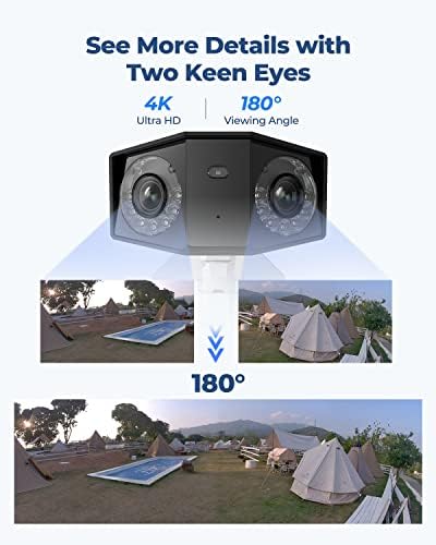 Reolink 4K Sistema de câmeras de segurança de lente dupla, câmeras ao ar livre IP Poe, 1x duo 2 Poe com ângulo de 180 ° Ultra-large,