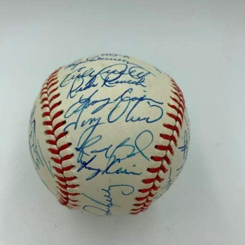 A impressionante equipe de gêmeos de Minnesota de 1990 assinou beisebol Kirby Puckett 34 SIGS JSA COA - Bolalls autografados