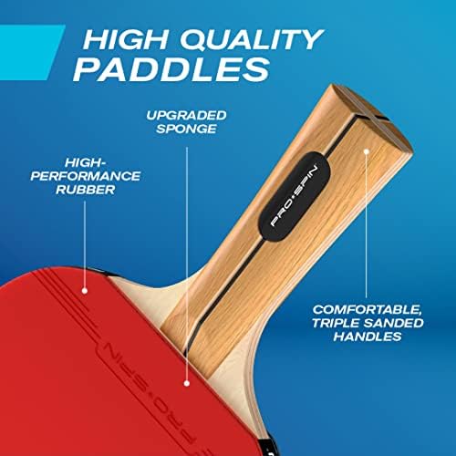 Pro-spin All-in-One 4-Player Ping Pong Pong Pongdles Conjunto e pacote de bolas de pingue-pongue laranja | Tênis de mesa