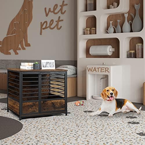 Móveis para caixas de cães, caixas de cachorro para cães médios, estilo rústico, casa de cães pesados ​​com múltiplos fins, mesa lateral