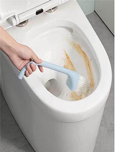 Escovas de vaso sanitário e suportes de knfut ， banheiro de banheiro escova de parede montada na parede de cabelos duros pincel de vaso sanitário de silicone dois pincéis em um kit de limpeza para casa