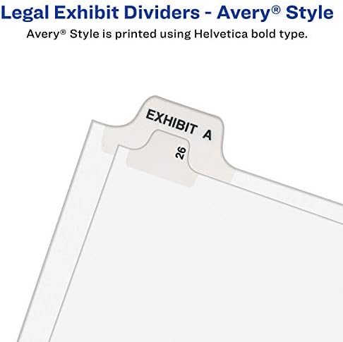 Avery Legal Divishers, títulos de guias individuais premium, tamanho da carta, abas laterais, 44, pacote de 25