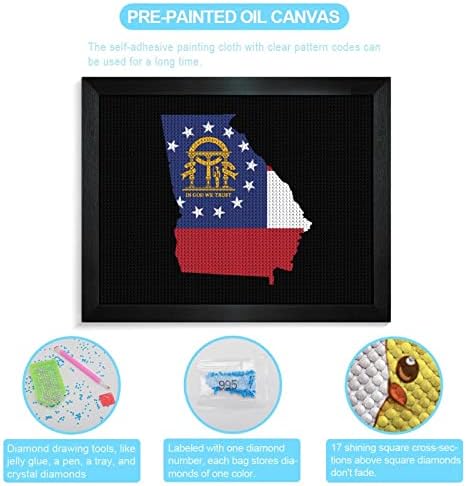 Georgia State Flag Mapa Kits de pintura de diamante Kits de imagem 5D DIY FLILHA FILIZAÇÃO RETRO DE RETRAS DE ARTES