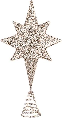 Glitter Star Christmas Tree Topper requintado Oito pontiações de metal pontudas estrela de metal para o chapéu de