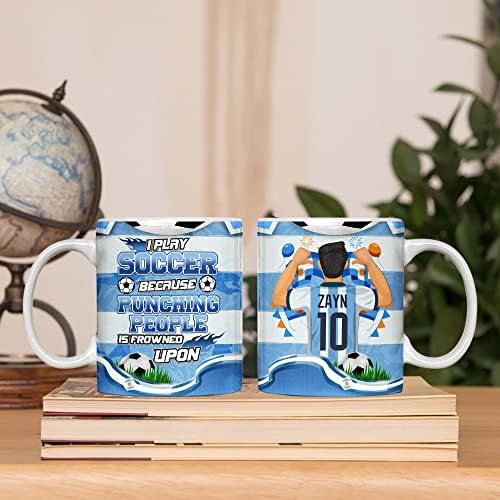 Canecas de café não personalizadas argentia futebol branco xícaras de cerâmica esportiva citações inspiradas Nome personalizado