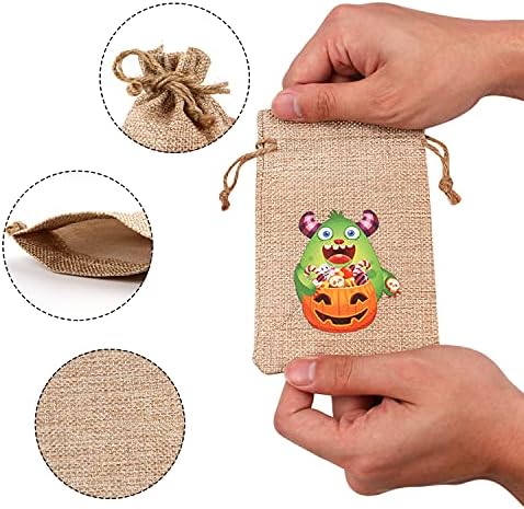 CCINEE 18pcs Halloween Burlap Sacos de presentes, bolsa de guloseima de monstro grande com cordão para crianças de halloween suprimento