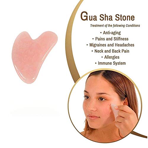 Ferramenta de massagem de Gua Sha Shaping para Face, Pink Guasha Jade Stone para massagem facial, pedra de roseira natural para cuidados